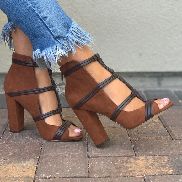 Macy's Shoes - NIB Cognac T-Bar Caged Peep Toe Ankle Booties